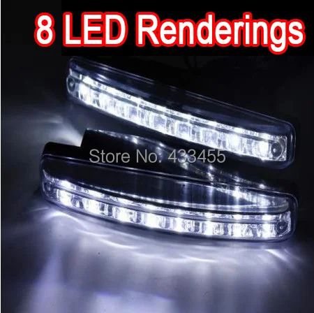 Бесплатная Доставка Новый 2 Шт. Универсальный Автомобиль Дневные Ходовые Огни 8