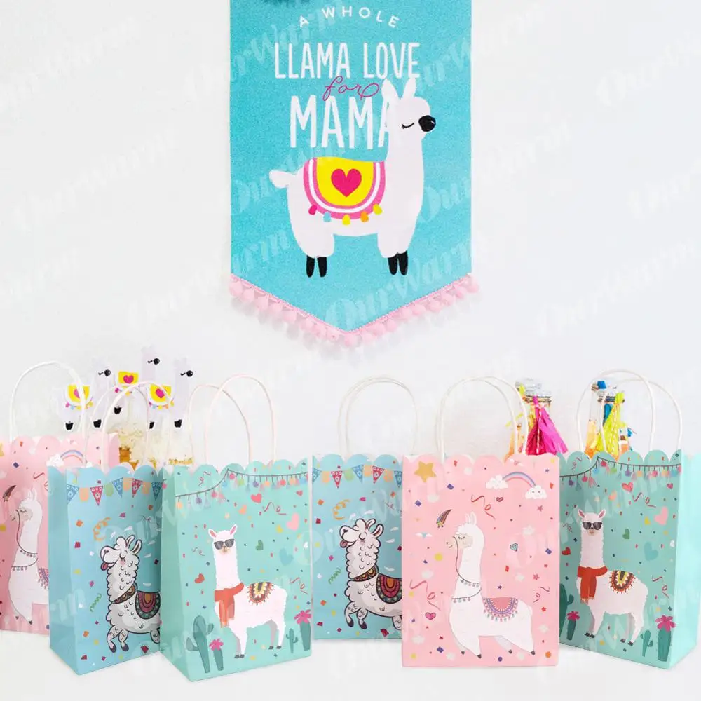 OurWarm Llama День Рождения украшения мультфильм животных фольга Гелиевый шар Альпака кактус торт Топпер бумажный баннер подарочные пакеты