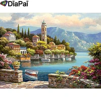 diapai diamond painting 5d diy 100 full squareround drill tower house boat diamond embroidery cross stitch 3d decor a24450