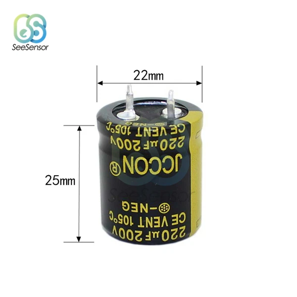200V 220uF 22X25mm 100V 200V Алюминиевый электролитический конденсатор с алюминиевой крышкой, 220 мкФ 330 мкФ 470 мкФ 2200 мкФ 3300 мкФ 4700 мкФ 10000 мкФ для аудио усилитель инвертор Мощность - Цвет: 200V 220uF 22X25mm