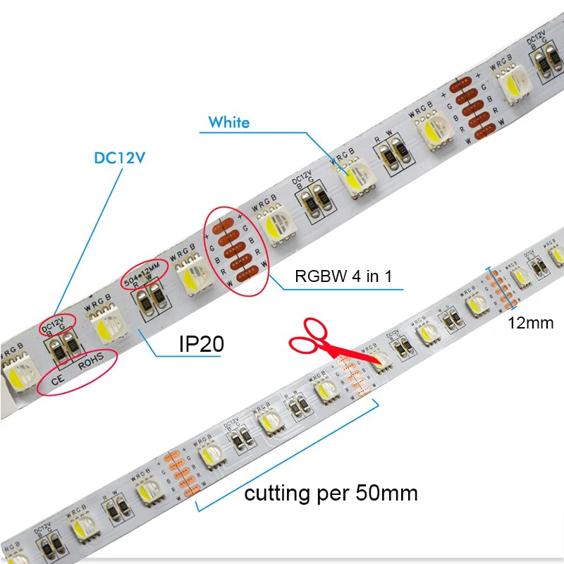 Светодиодный RGBW RGBWW полоса постоянного тока 12 В 5050 smd 5 м/рулон 60 бусин на метр RGB+ белый/теплый белый светодиодный ленточный светильник для домашнего использования