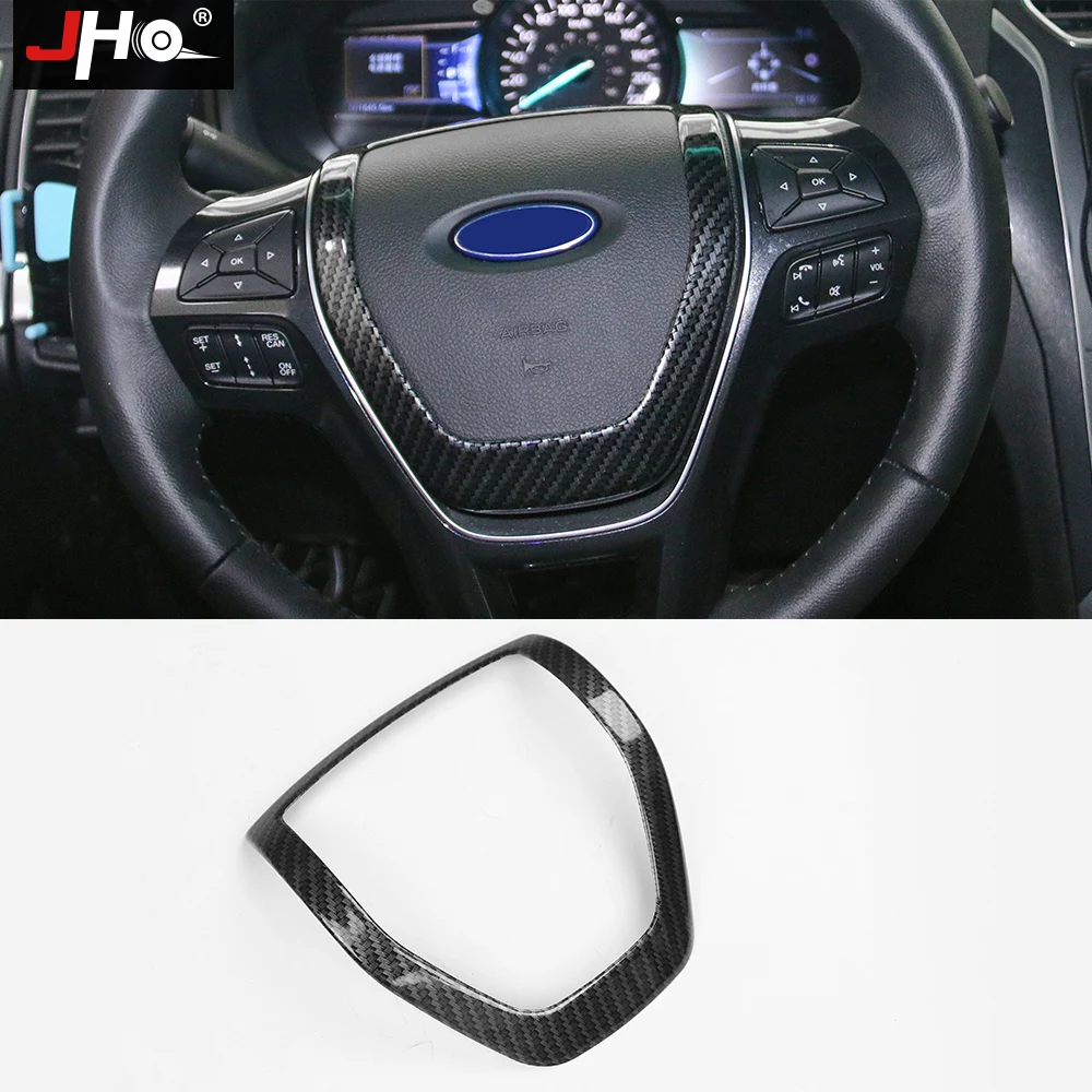 JHO ABS крышка рулевого колеса Накладка для Ford Explorer 2011- 12 2013 14 матовый из углеродного волокна зерна автомобиля аксессуары