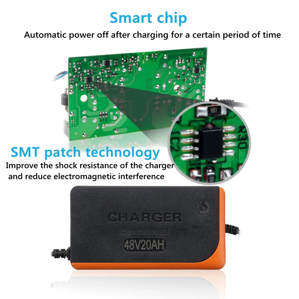 48V 20AH 1,8-5.0A мотоцикл электрический велосипед Скутер свинцово-кислотный Smart Батарея Зарядное устройство 220V Мощность
