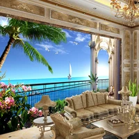 custom photo wallpaper 3d wall mural wallpaper expand the space balcony sea view living room tv background wall decor paper