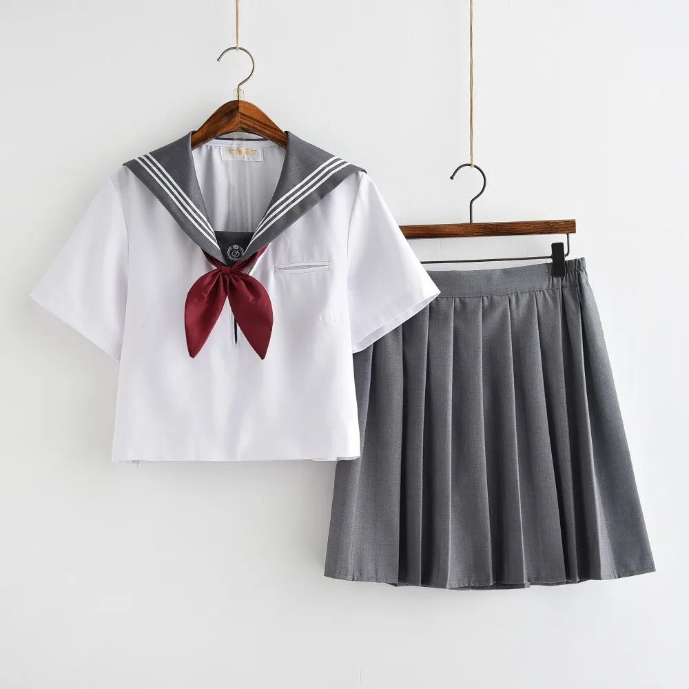 

Japanese JK uniform gray embroidery sailor suit female uniforms class service college wind student suit