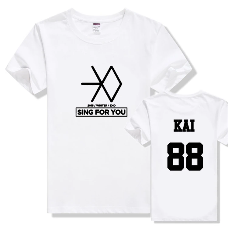 2016 kpop exo новинка Sping for you специальный альбом мужская и женская футболка с коротким