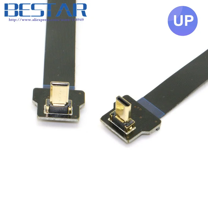 Угловой плоский кабель FPV Micro HDMI D типа FPC 10 см 20 30 50 80 100 1 фута 2 для Gopro HERO 4 3 SJCAM SJ5000