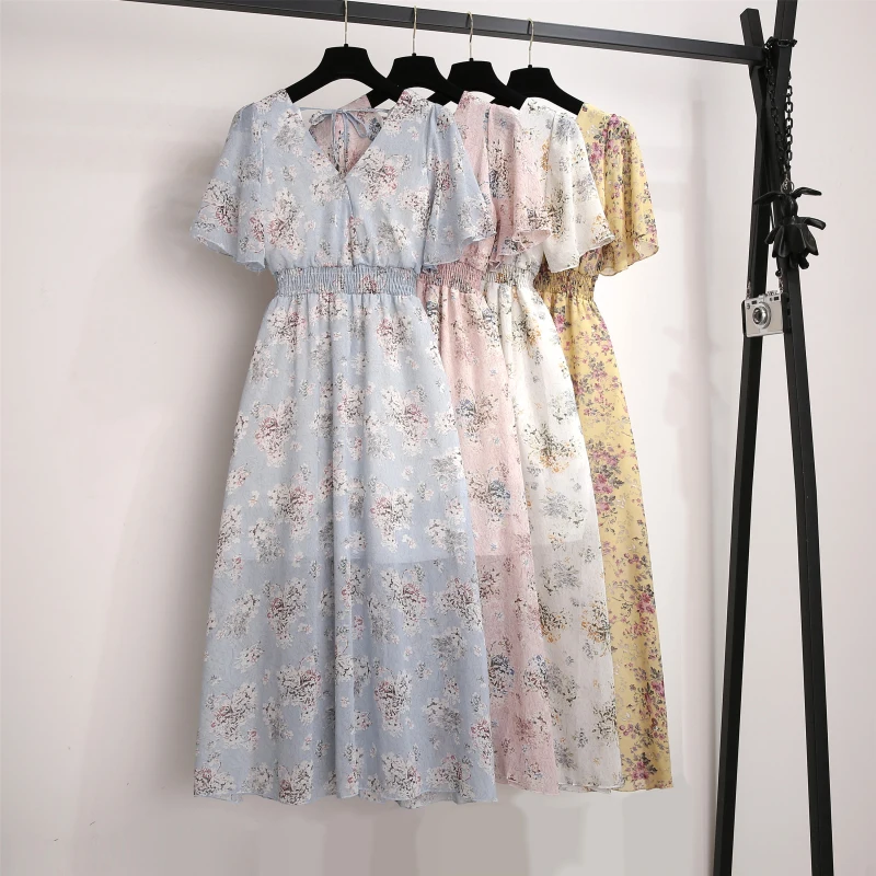 Шифоновые платья женские летние с коротким рукавом Boho платье для пляжного отдыха