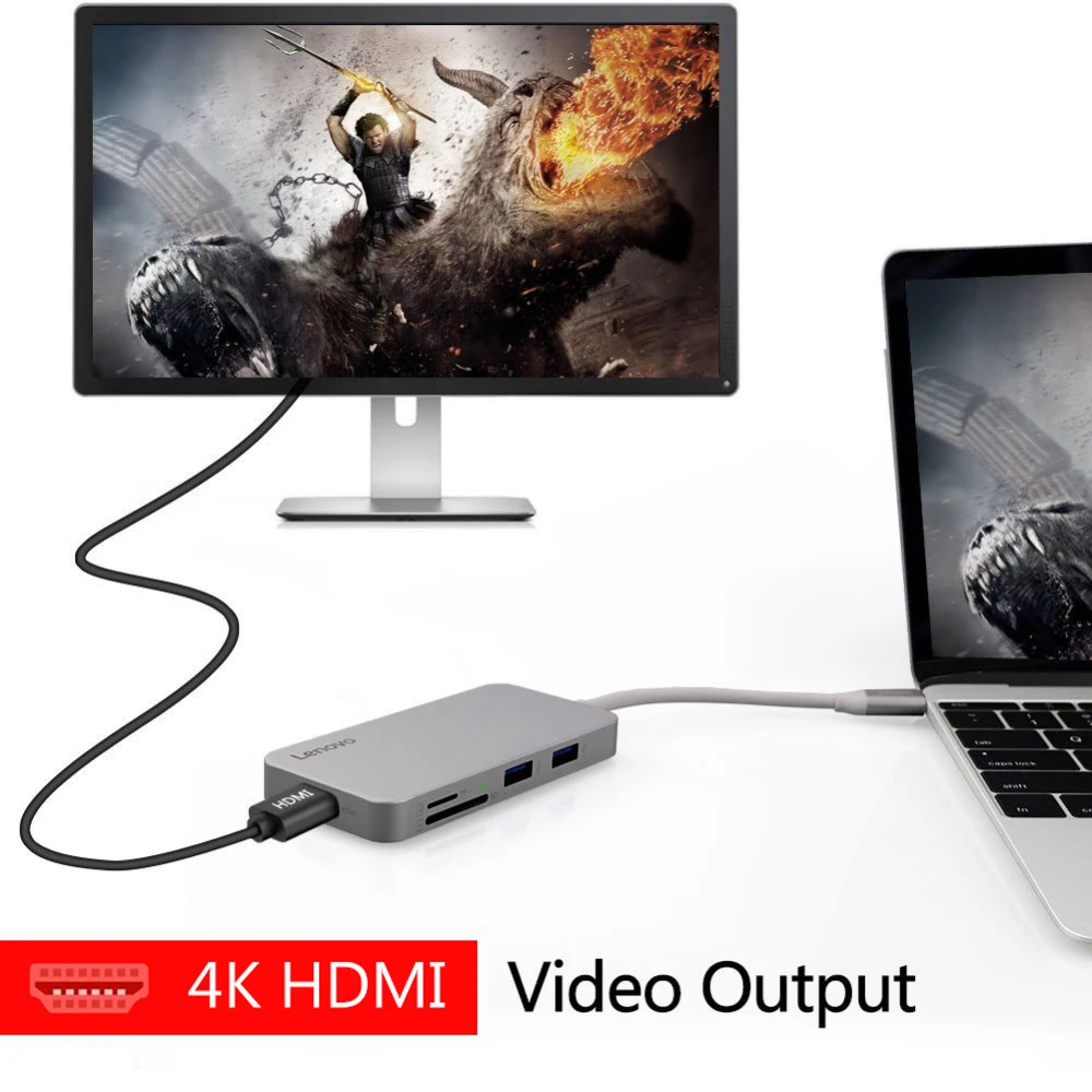 Lenovo Оригинал 7 в 1 USB-C концентратор Тип C Женский USB 3 0 TF/SD кардридер HDMI порт для Macbook