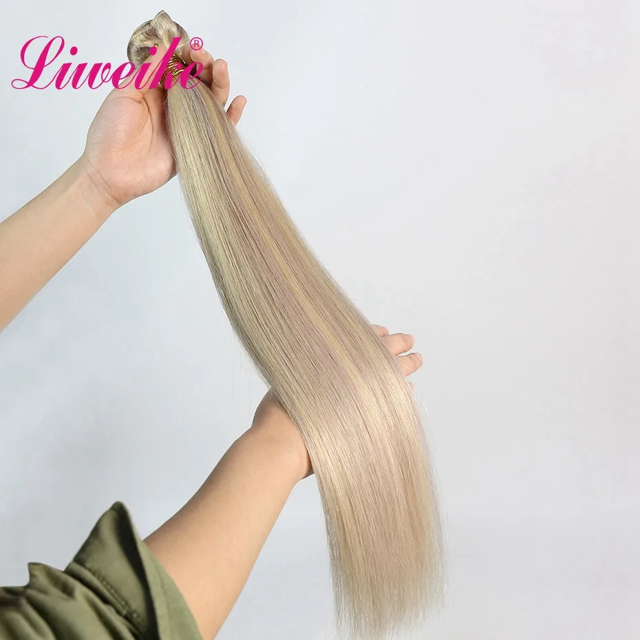 Прямые волосы Liweike P18/613 1 комплект 100% человеческие 18 20 22 дюйма пряди густые
