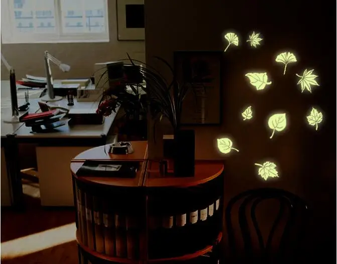 New design Flying Leaves luminous wall sticker Children Bedroom Fluorescence glow in dark Wall Stickers on sale | Дом и сад