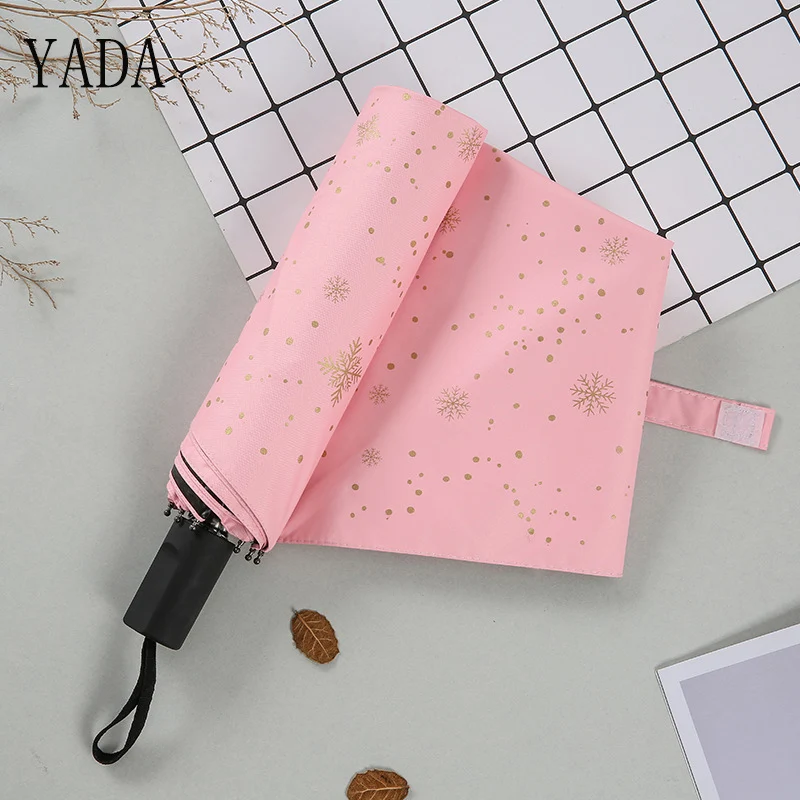 Новый дизайн зимний складной зонт YADA с золотым узором в виде снежинок дождевой