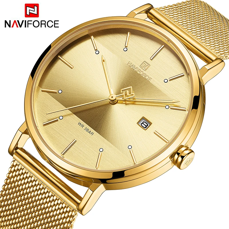 Часы наручные NAVIFORCE Мужские кварцевые брендовые роскошные стальные