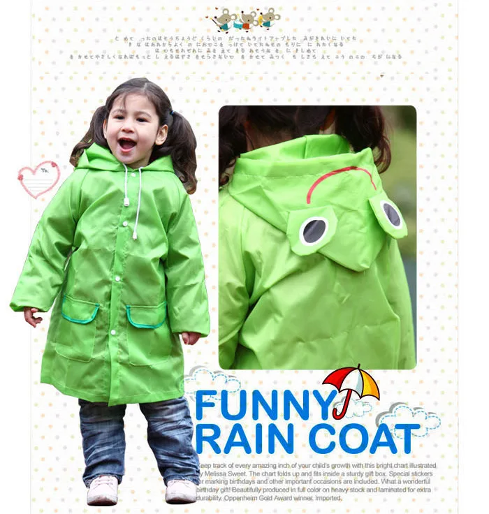 Детский дождевик с мультяшным изображением утки кролика лягушки |