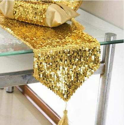 #103  New 30*200cm  dream sequin luxury silver&gold water sequin table runner mat Dec wholesale