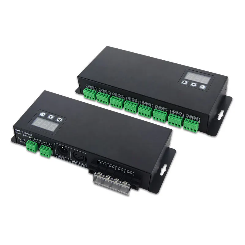 UP to 24CH*3A DC5-24V output multi-channel contant voltage DMX512 decoder for lighting show project with address display | Лампы и