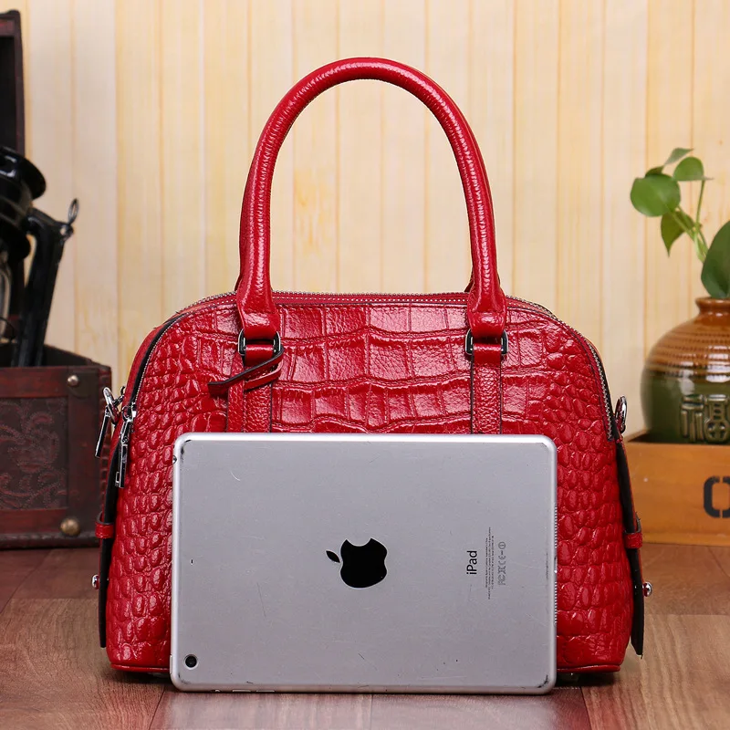 Зимняя роскошная женская сумка из натуральной кожи с крокодиловым узором на