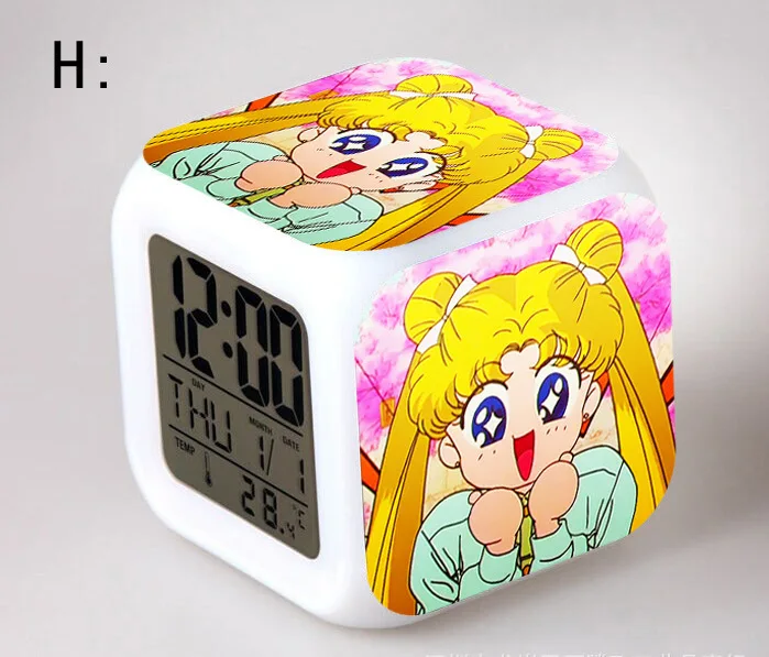 PrettySoldier SailorMoon светодиодный 7 цветов Flash цифровой будильники детский ночной