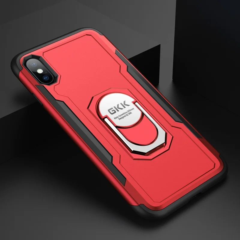 red Чехол gkk для Xiaomi Redmi note 6 7 Pro, чехол с кольцом на палец и подставкой, защитный противоударный чехол для Redmi Note 6 7 pro, чехол - Цвет: red