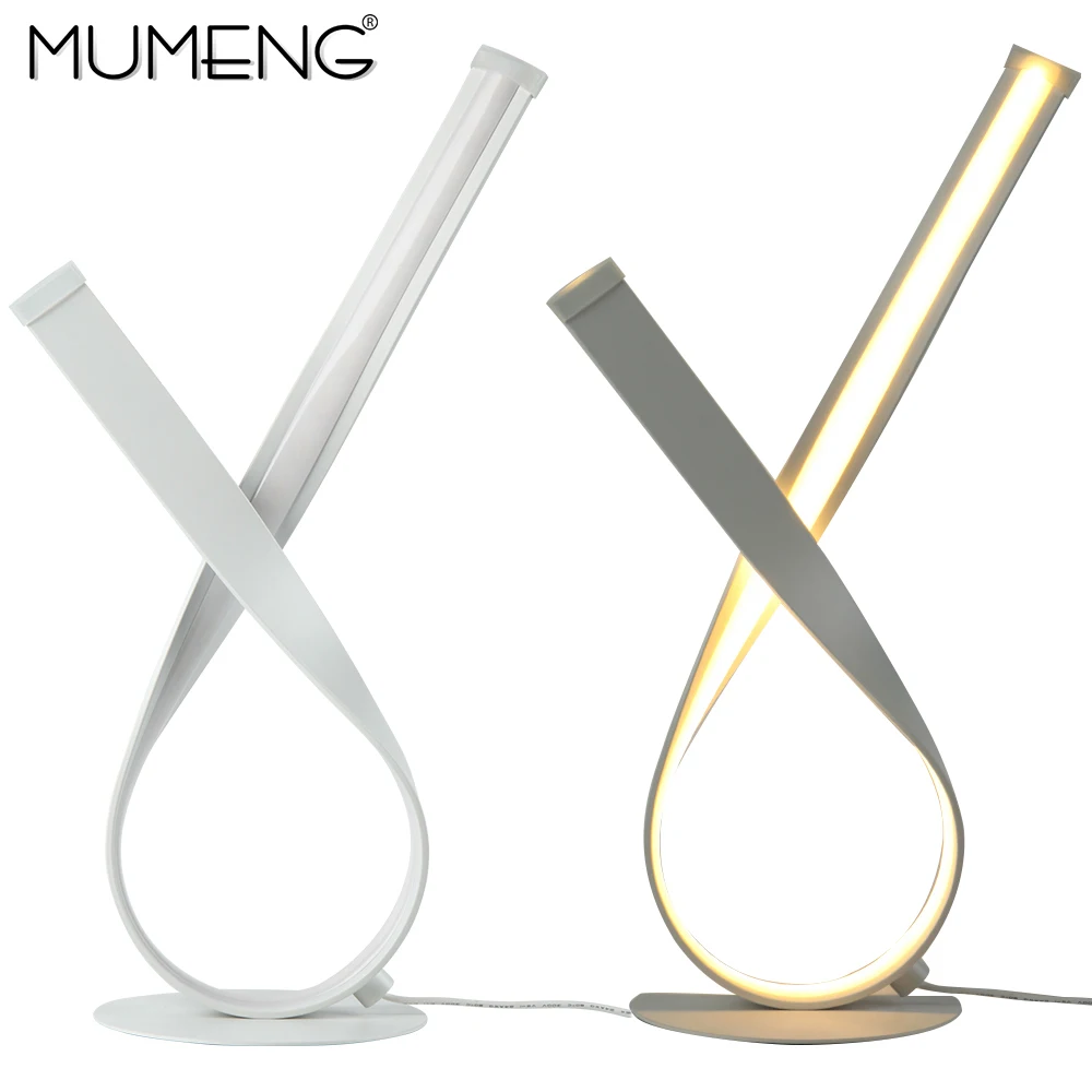 MUMENG светодио дный LED Настольная лампа В 220 Вт в 12 Вт теплый белый алюминиевая настольная лампа затемнения свет плавная регулировка управления Современный Творческий стол свет
