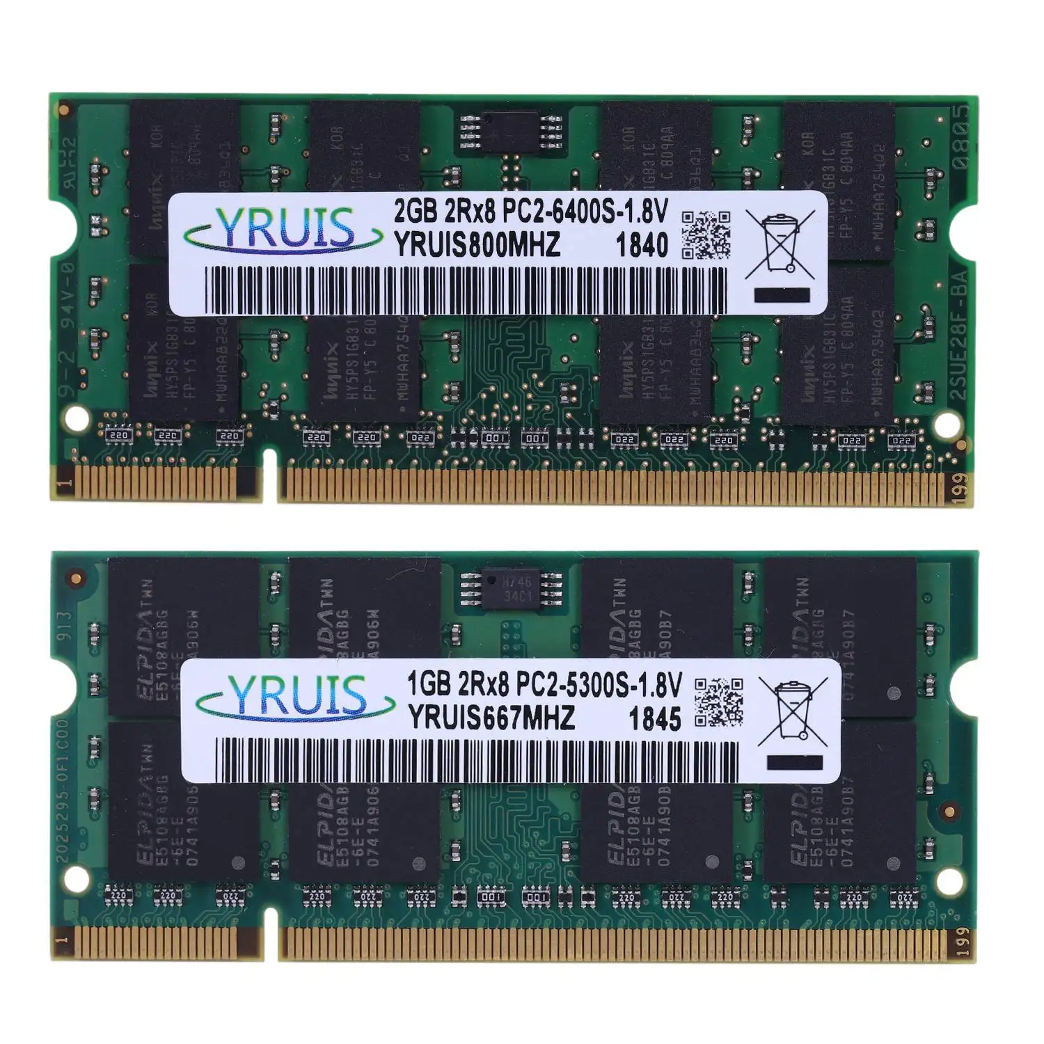 Горячая-Yruis Ddr2 800 МГц ОЗУ Sodimm память ноутбука поддержка Memoria Ddr2 ноутбук(1,8 в
