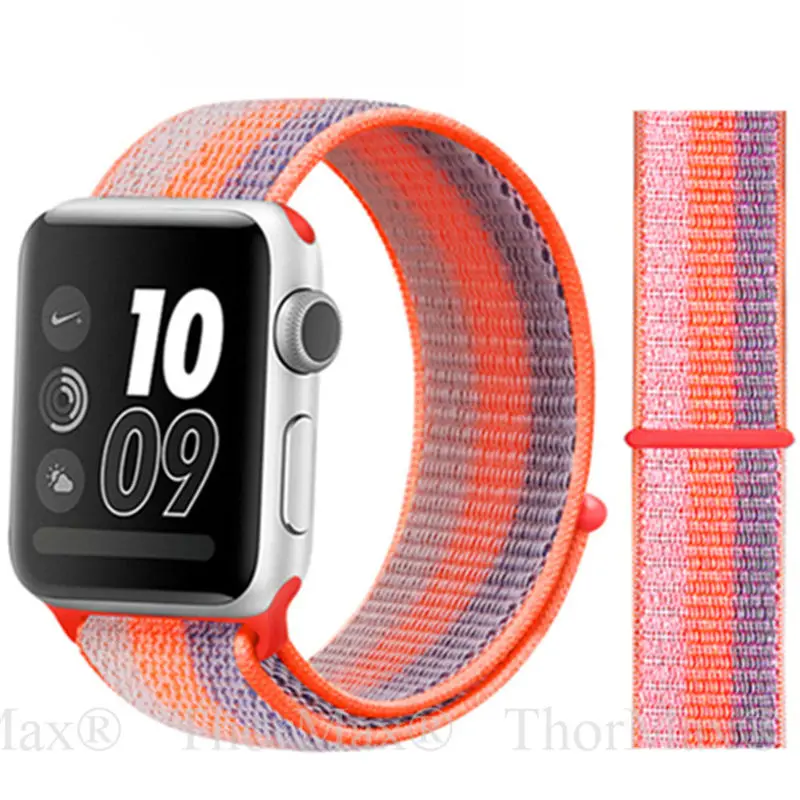 15-Orange Stripe 44 мм, 40 мм, 42 мм, 38 мм, цветной спортивный нейлоновый ремешок для часов Apple Watch, ремешок iWatch, серия 5, 4, 3, 2, сменные ремешки, ремешок для часов - Цвет ремешка: 15-Orange Stripe