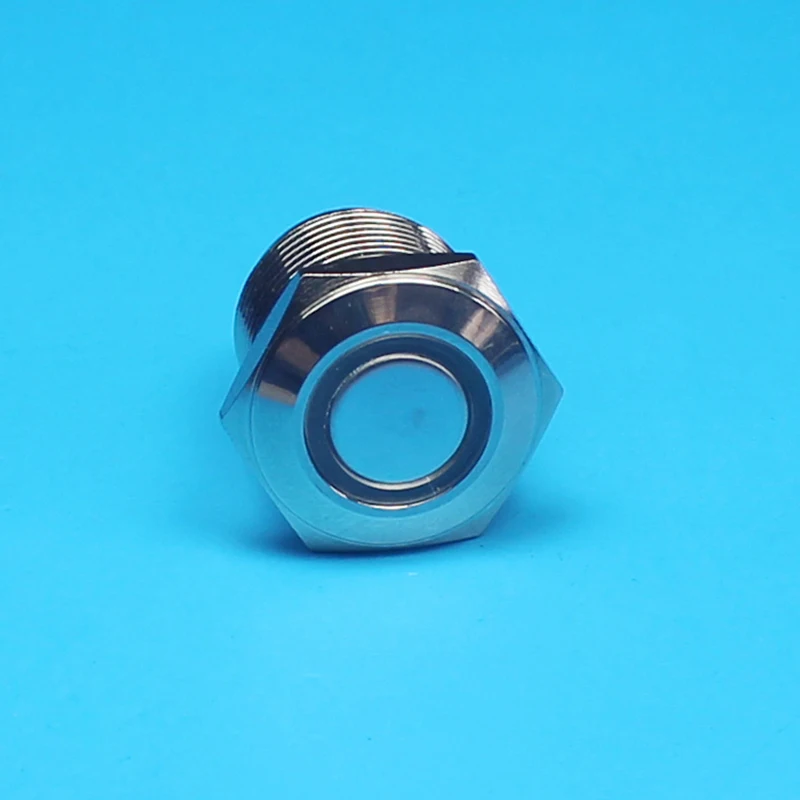 TY 1662 shortest design latching metal push button switch with LED light flat round head blue housing waterproof | Обустройство дома