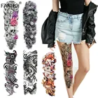 Большой 48*17 см полная Нога временные татуировки Ангел покер цветок боди-арт для мужчин и женщин хна поддельные водонепроницаемые флэш-татуировки стикер