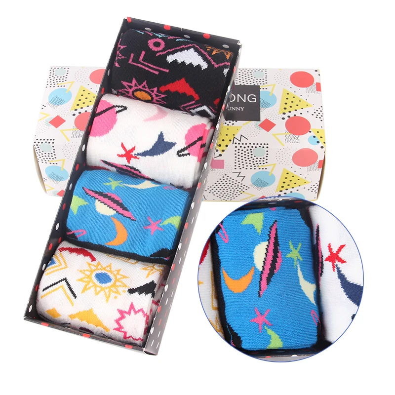 JULY'S песня без коробки 4 пары много Happy Socks Для мужчин s смешные носки брендовые хлопковые Для мужчин платье носки креативные носки