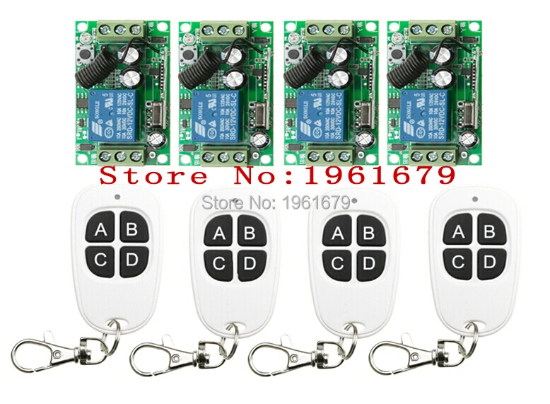 DC 12 V 1 ch RF беспроводной пульт дистанционного управления Переключатель 4 X приемник