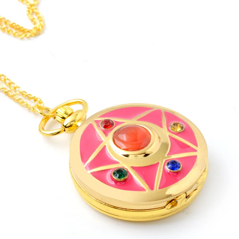 Аниме Cardcaptor Card Captor Sakura карманные часы ожерелье Звезда драгоценный камень кулон ювелирные изделия цепь часы для женщин девочек Рождественский подарок