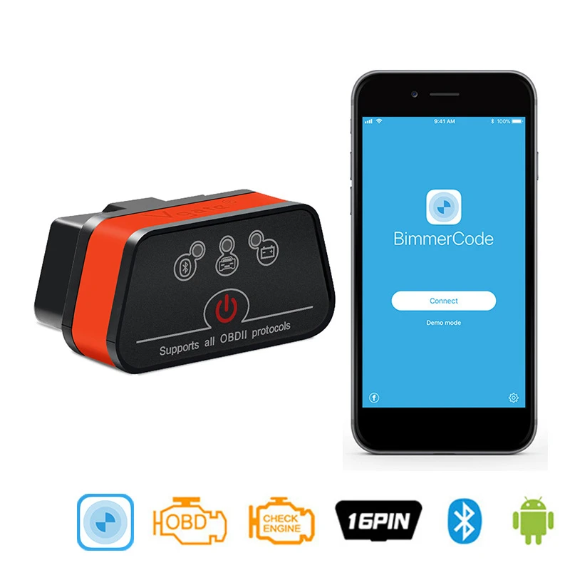 Сканер автомобильный Vgate iCar2 OBD II Bluetooth 3 0 цвета|Диагностические сканеры для