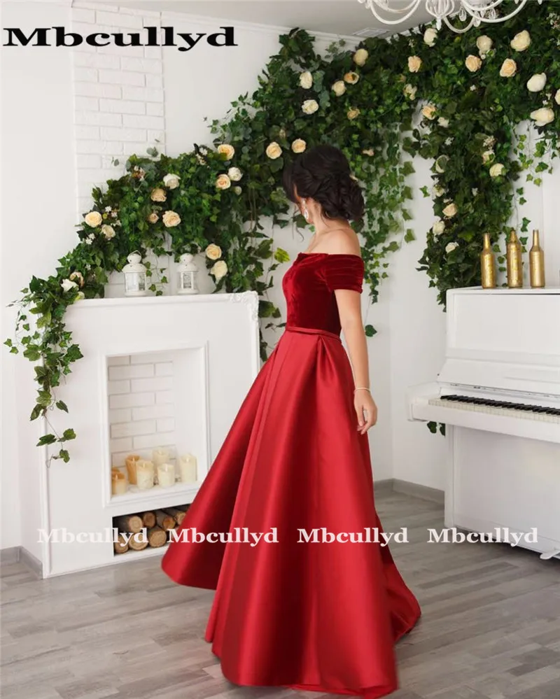 Mbcullyd арабские красные длинные бархатные платья для выпускного вечера 2020 с