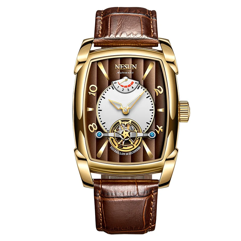 Nesun Tourbillion автоматические механические часы Скелетон для мужчин люксовый бренд