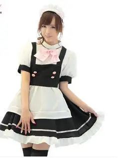 Сексуальная Униформа костюм для косплея на Хэллоуин черно-белое платье девушки