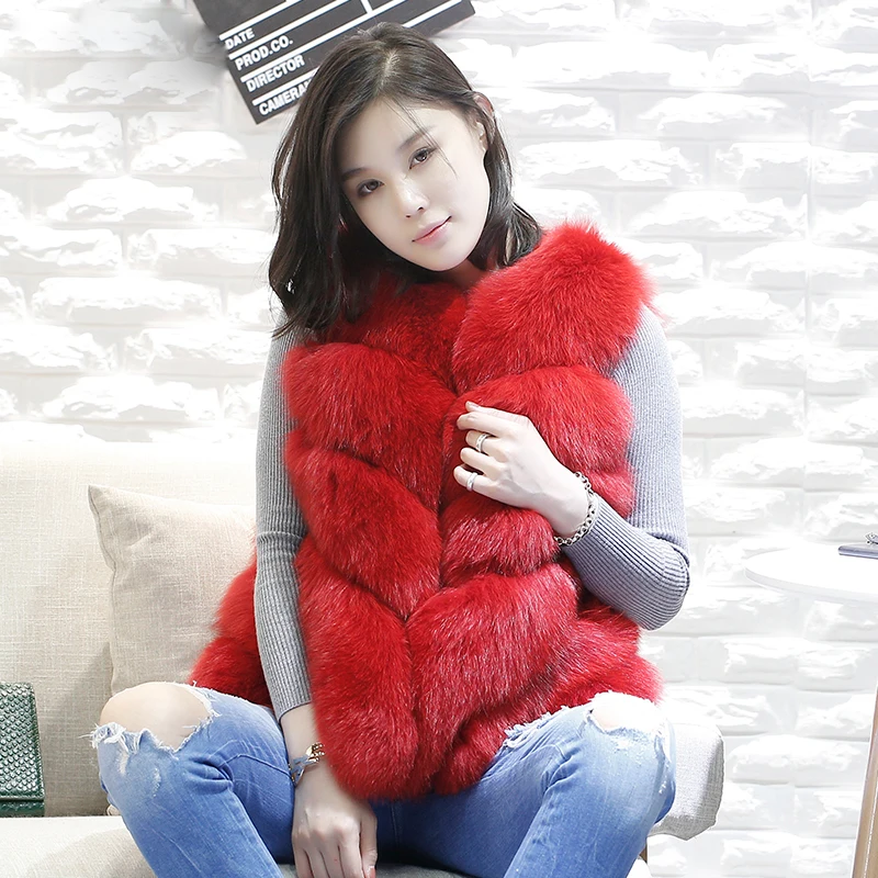 New Winter Genuine Fox Fur Vest Women's Full Pelt Gilet Warm Luxury Natural Fox Fur Waistcoat