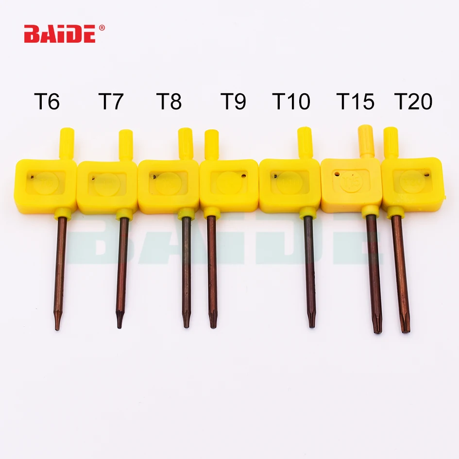S2 отвертка T6 T7 T8 T9 T10 T15 T20 желтый флаг Ключ Torx отвертки гаечный ключ с открытым