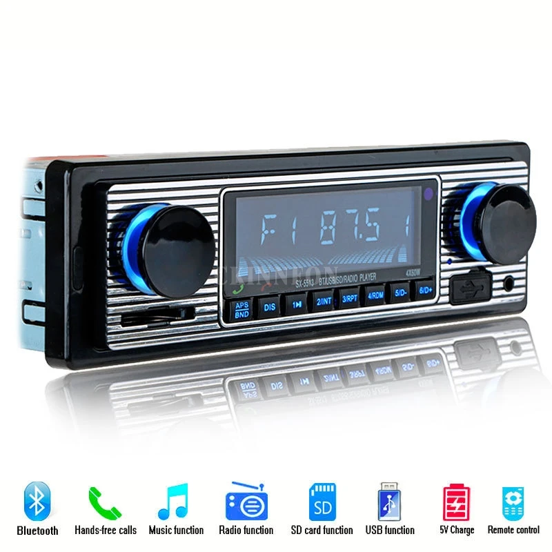 

20Pcs/Lot Bluetooth Vintage Car Radio Handsfree Call Support USB/SD MMC Port 12V Car Stereo FM Radio MP3 Audio Player 5513
