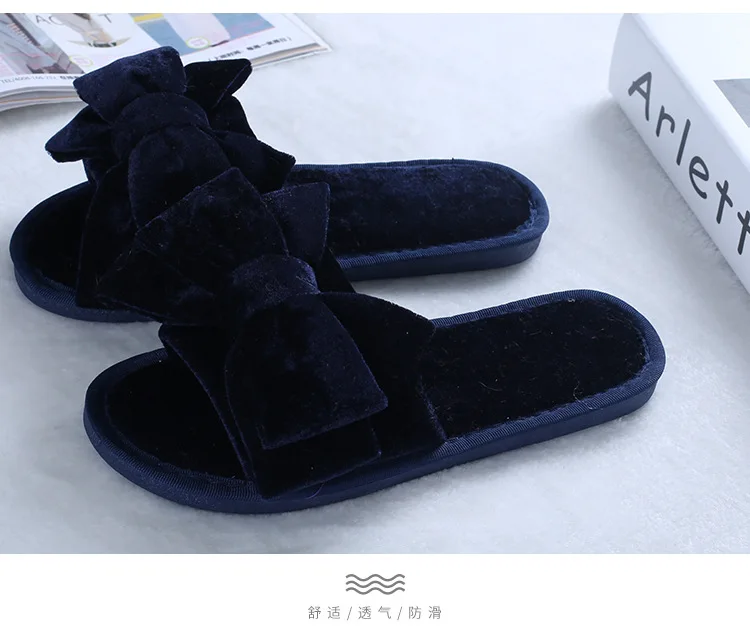 Зимние тапочки Для женщин теплый мягкий мех домашняя обувь Pantufa мягкая подошва шерсть в помещении; однотонные женские туфли на плоской подошве с плюшевой подкладкой Повседневное обувь; Chinelo