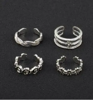 12 шт./компл. набор колец с разноцветным носком модные ретро резные цветочные