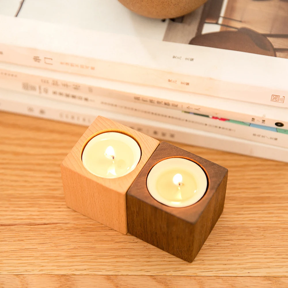 Квадратный деревянный подсвечник деревенский Винтаж Чай Свет Стенд украшение