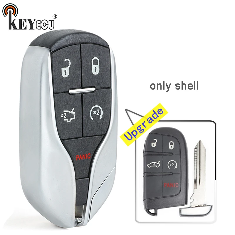 KEYECU for Chrysler 300, for Dodge Challenger Charger Dart Durango Upgraded 4+1 5 Button Remote Key Shell Case Fob