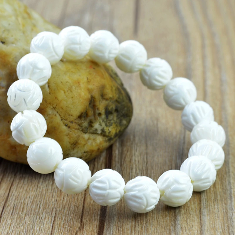 Оптовая продажа натуральный раковина тридакны браслеты 10 мм 12 Lotus Бисер