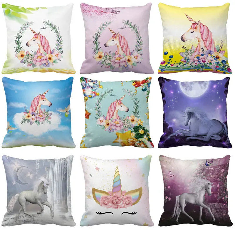 

Cute Unicorn Mandala Pattern Polyester Throw Pillow Cushion Cover Car Decor Home Decoration Sofa Decorative Pillowcase