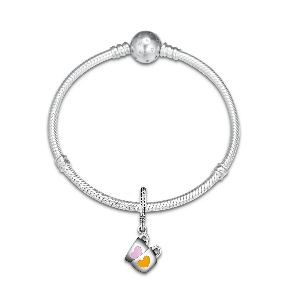 Fits for Pandora Bracelets Sweet Tea Cup Dangle Charms 100% 925 Sterling Silver Jewelry Beads with Clear CZ Free Shipping | Украшения и