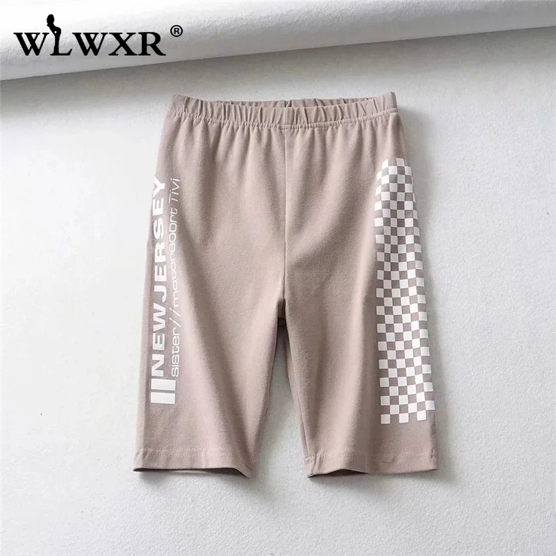 Хаки WLWXR уличная летняя одежда для фитнеса байкерские шорты для женщин для тренировок эластичные шорты с высокой талией женские облегающие шорты с буквенным принтом - Цвет: Хаки