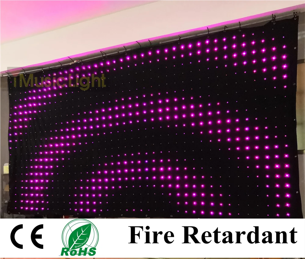 P10 2 м* 4 м P10 RGB светодиодные видео Шторы фон Группа партия этап DJ свадебные светодиодные видео ткань DMX/PC контроллер