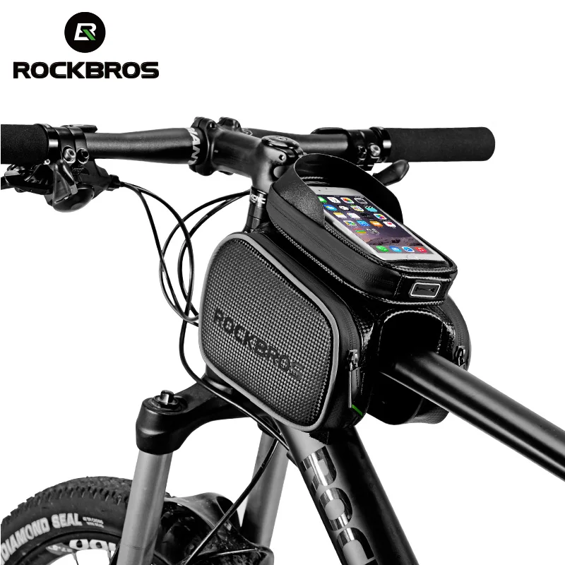 ROCKBROS велосипедные сумки с сенсорным экраном для мобильного телефона верхняя труба передняя MTB шоссейная велосипедная Светоотражающая Водонепроницаемая велосипедная сумка Аксессуары для велоспорта