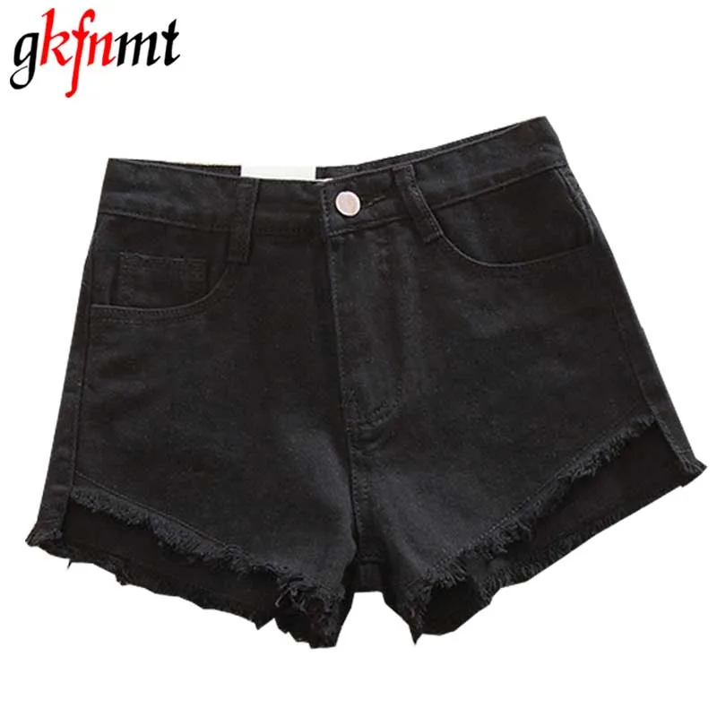BLACK Gkfnmt S-4XL 5XL джинсовые женские сексуальные шорты летние Рваные джинсовые шорты размера плюс джинсы с высокой талией женские модные шорты - Цвет: BLACK