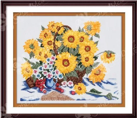 Flower 60x50cm Чистый запас очень дешево, Набор для вышивки лентами, набор розовых цветов, пятнистый набор для рукоделия, сделай сам, ручная работа, рукоделие, искусство, домашний декор - Цвет: Flower 60x50cm